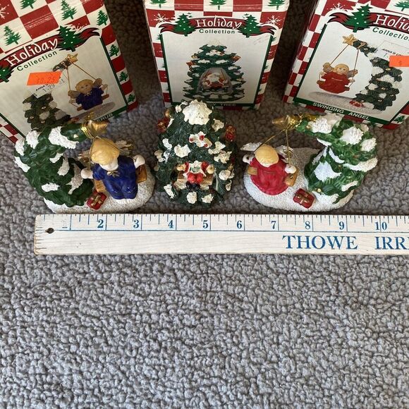 3 World Bazaars Holiday Collection Figurines Swinging Angel Cherub Holiday Tree - Picture 13 of 15